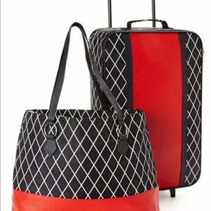Shopping Tote and Trolley Set Black Diamond Print